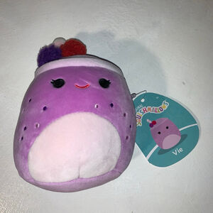 Girls Squishmallows Vie Purple White Stuffed Animal One Size with tags